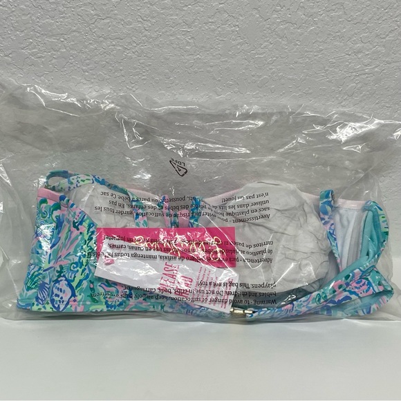 NWT Lilly Pulitzer Surf Blue Bikini Agnes Bandeau Top & Clancy Bikini Bottom Sz8 - Picture 2 of 7